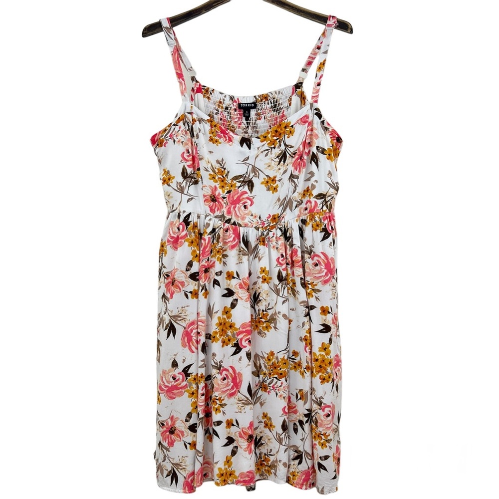 Torrid Mini Challis High-Low Colorful Floral Print Sleeveless Dress